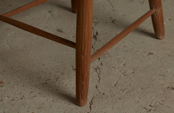 Pair of Primitive Plank Seats Spindled Back Dining Chairs