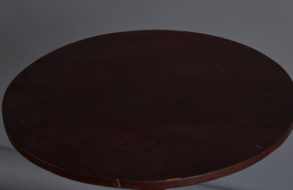 Small Round Teak Side Table with Scrolled Legs and a Turned Base