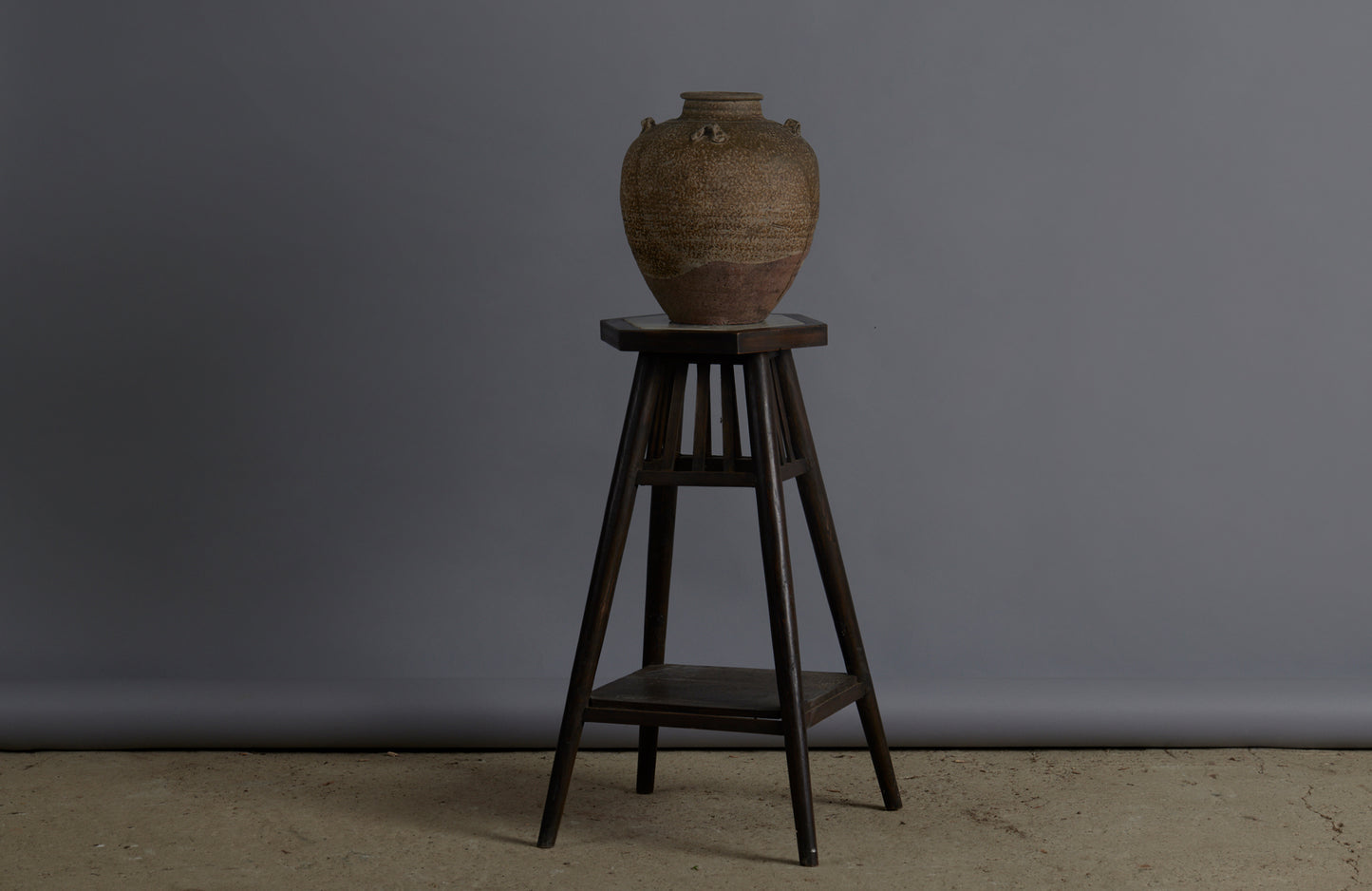 Art Deco Marble Top Dutch Colonial Teak Stand with a Small Shelve Below