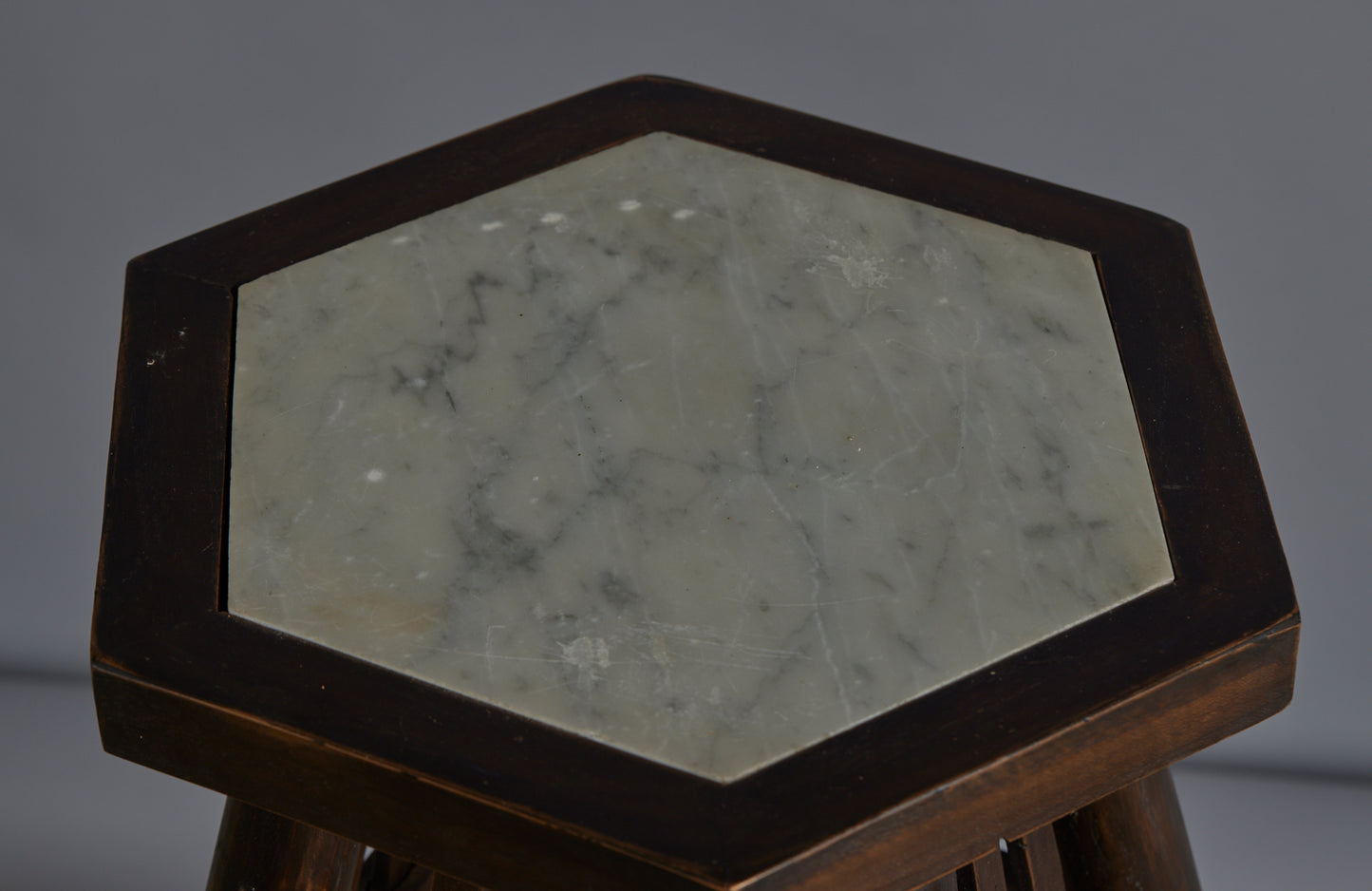 Art Deco Marble Top Dutch Colonial Teak Stand with a Small Shelve Below