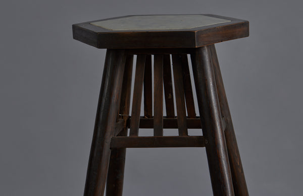 Art Deco Marble Top Dutch Colonial Teak Stand with a Small Shelve Below