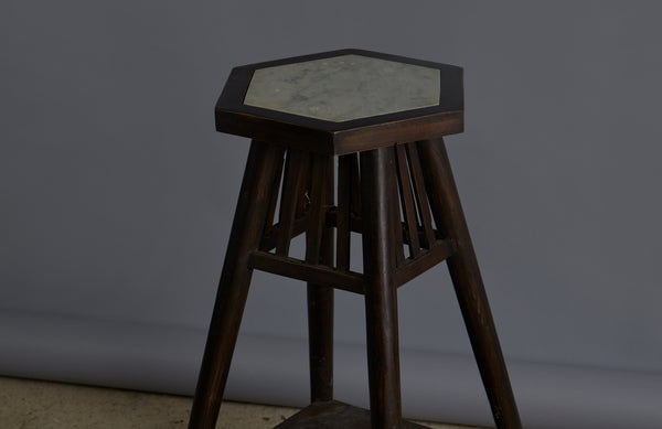 Art Deco Marble Top Dutch Colonial Teak Stand with a Small Shelve Below
