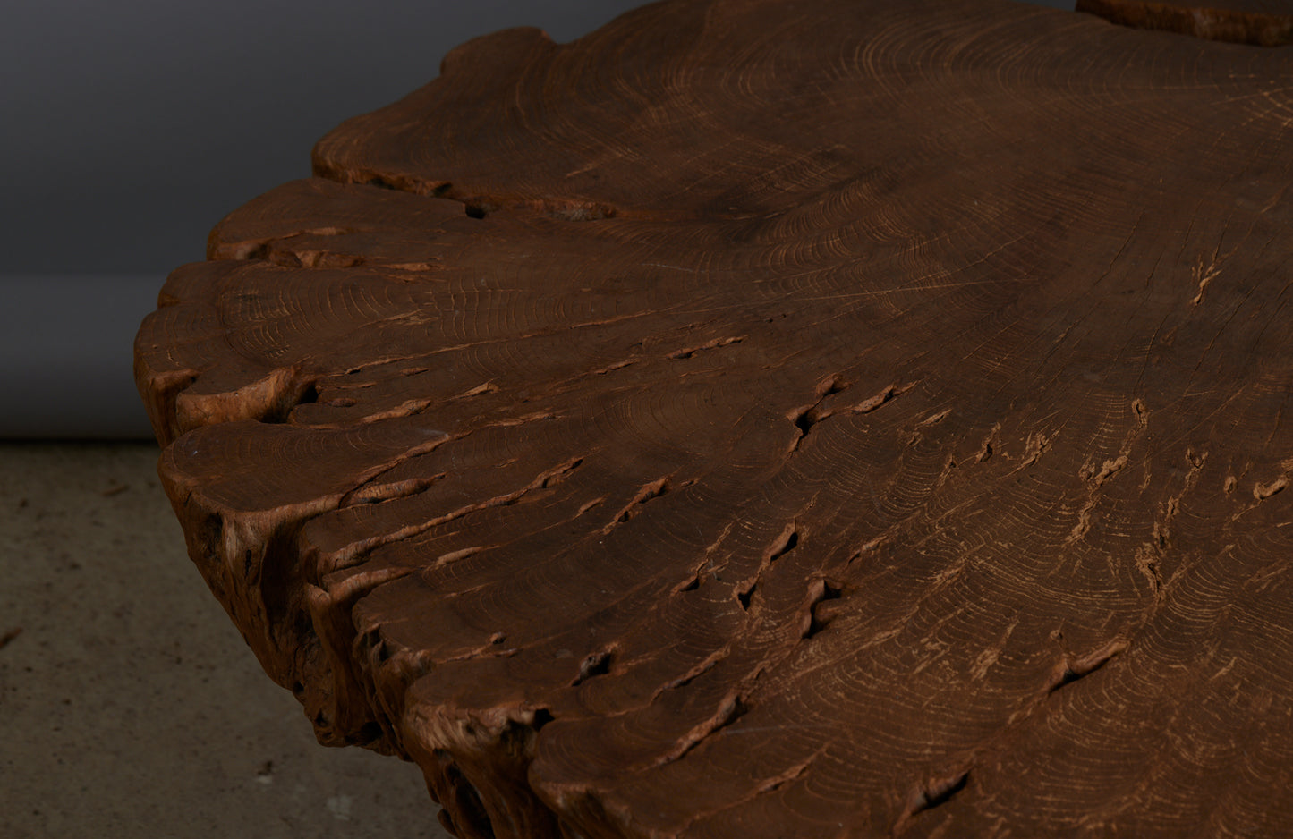 Coffee Table Made Out of an Ancient Slab of Old Growth Teak Mounted on Simple Legs