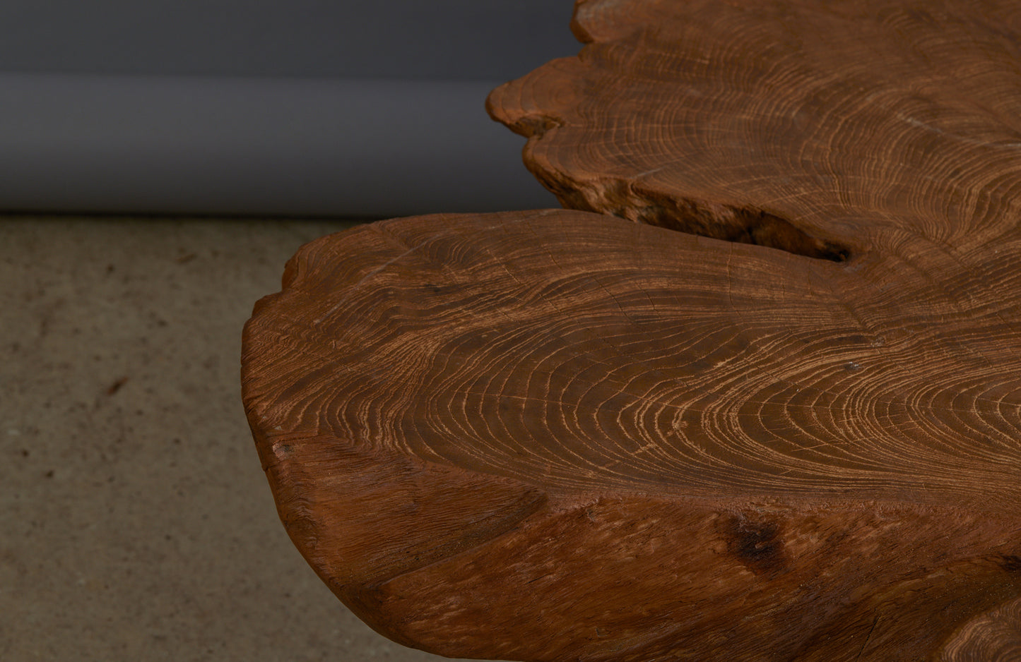 Coffee Table Made Out of an Ancient Slab of Old Growth Teak Mounted on Simple Legs