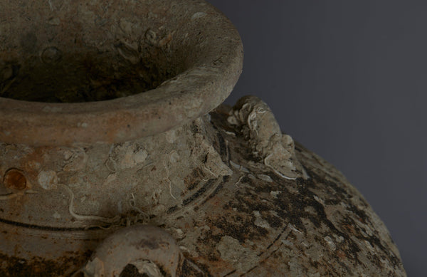 Large shipwreck Sawankhalok Pot with Shell Encrustations and Traces of Old brown Glaze