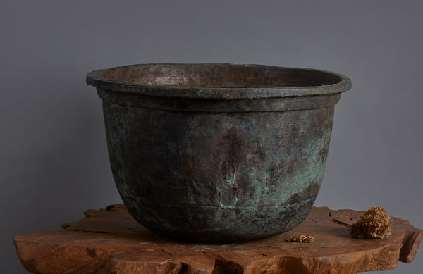 Large Late 19th early 20th Century Bronze  Pot for making Batik from the Island of Java