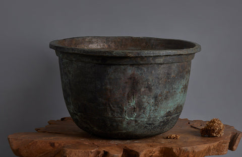 Large Late 19th early 20th Century Bronze  Pot for making Batik from the Island of Java