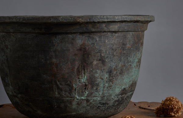 Large Late 19th early 20th Century Bronze  Pot for making Batik from the Island of Java