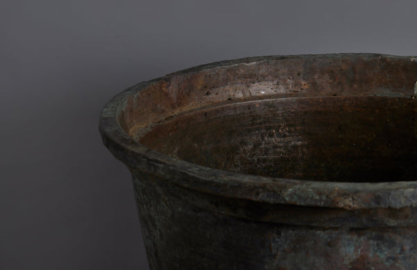 Large Late 19th early 20th Century Bronze  Pot for making Batik from the Island of Java