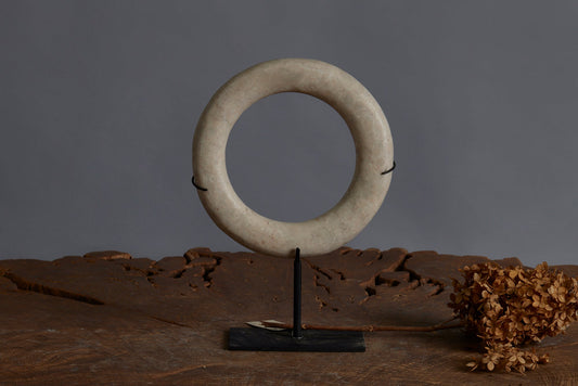 Mounted White Limestone Wedding Ring from the Island of Borneo