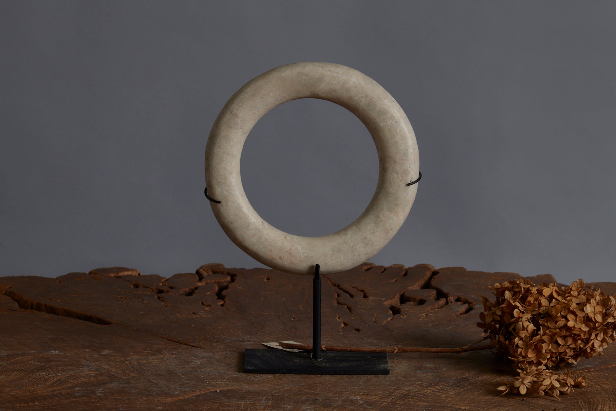 Mounted White Limestone Wedding Ring from the Island of Borneo