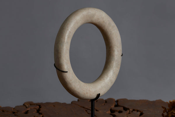 Mounted White Limestone Wedding Ring from the Island of Borneo