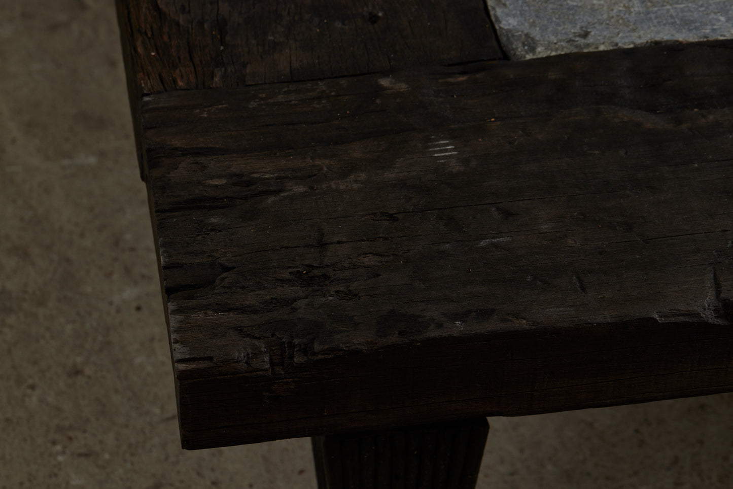 Large 5 foot Square Teak and Stone Coffee Table Incorporating 4 Pieces of Belgian Blue Stone