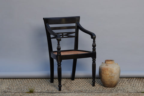Ebonized Raffles Chair with Canned Seat
