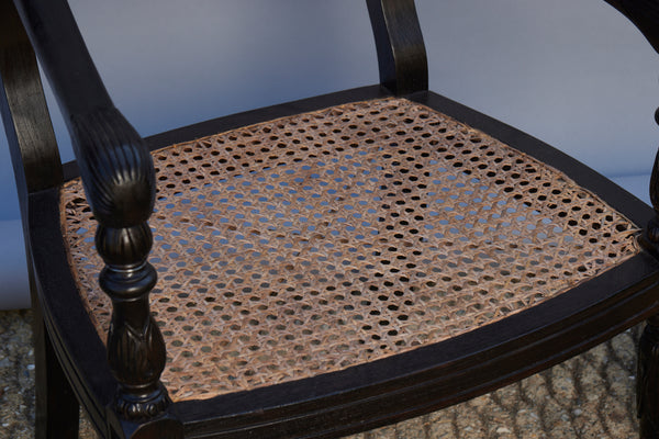 Ebonized Raffles Chair with Canned Seat