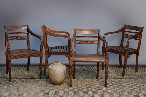 Set of 6 Dutch Colonial Teak Raffles Chairs