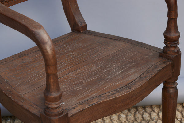 Carved Back Dutch Colonial Teak Raffles Chair