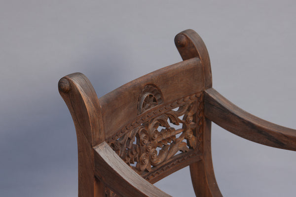 Carved Back Dutch Colonial Teak Raffles Chair