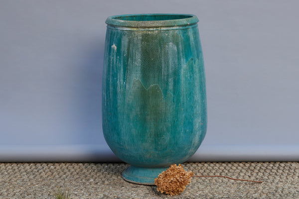Extra Large Blue Green Glaze Footed Planter from West Borneo