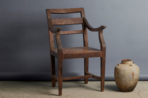 Natural Teak Armchair with Simple Back
