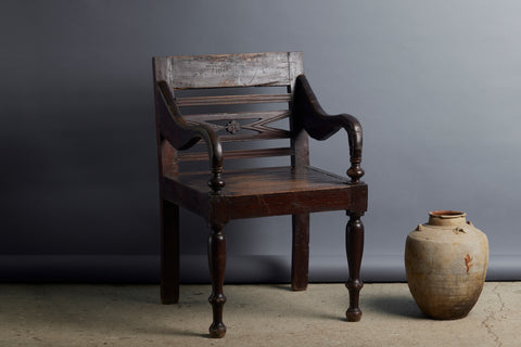 Early Dutch Colonial Slat Seat Raffles Armchair