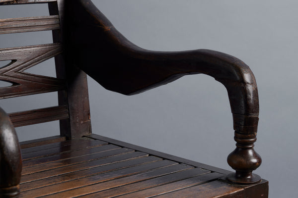 Early Dutch Colonial Slat Seat Raffles Armchair