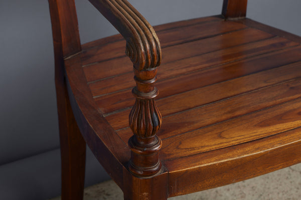 Set of 6 Carved Teak Side Chairs from Jakarta