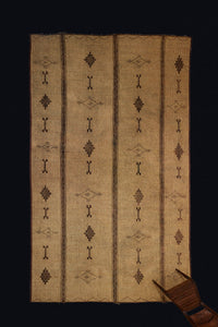 Extra Large 3 Banded Tuareg Carpet with Solid Step Diamonds, Open Diamonds & Bones (9'2" x 17'8")