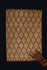 Early Medium Tuareg Carpet with Interlocking Step Diamonds with a Decorative Leather Fringe (7'5" x 12'8")