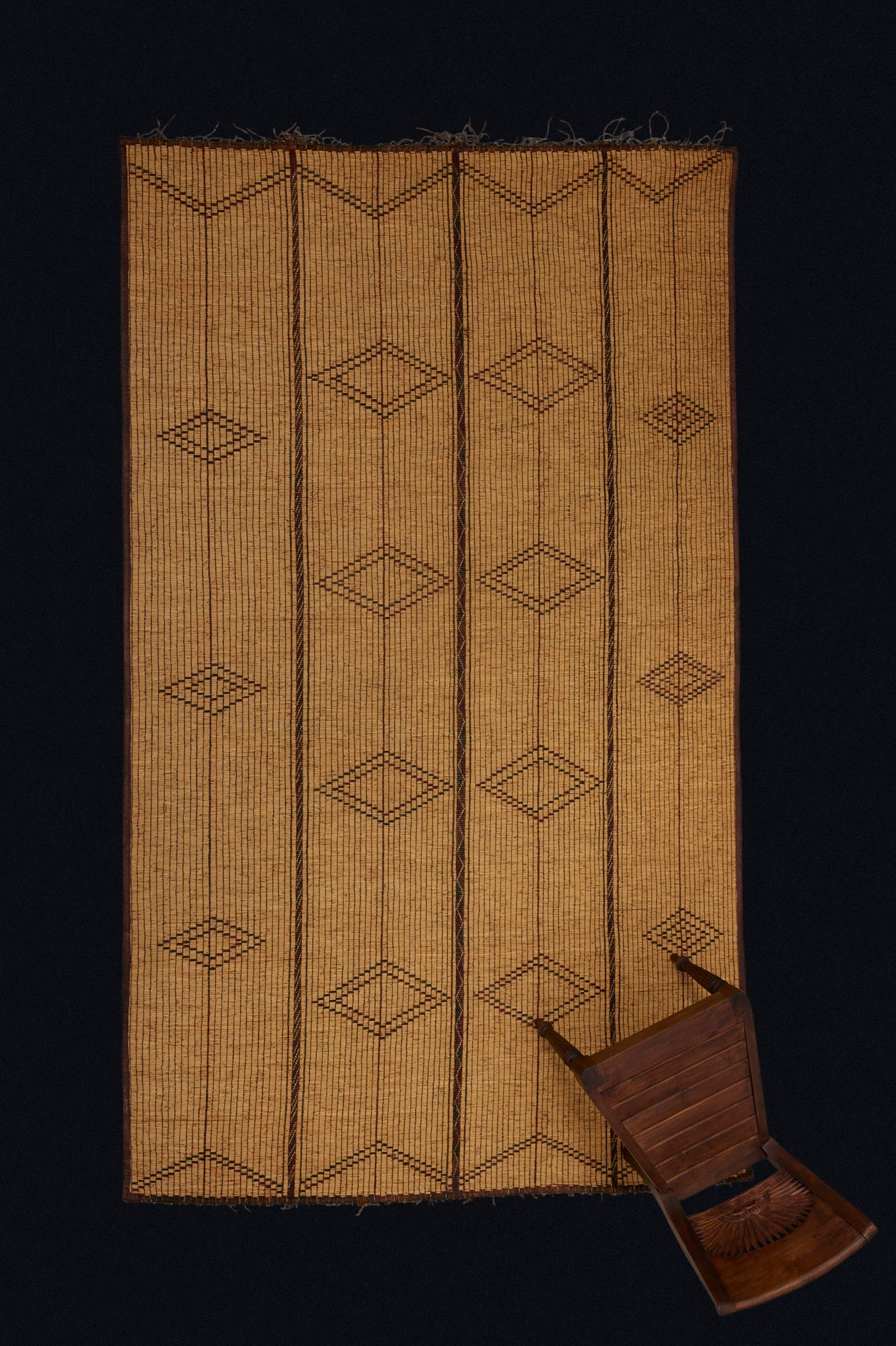 Medium Sized Early Tuareg Carpet with Overall Floating Open Diamonds Separated by 3 Bands