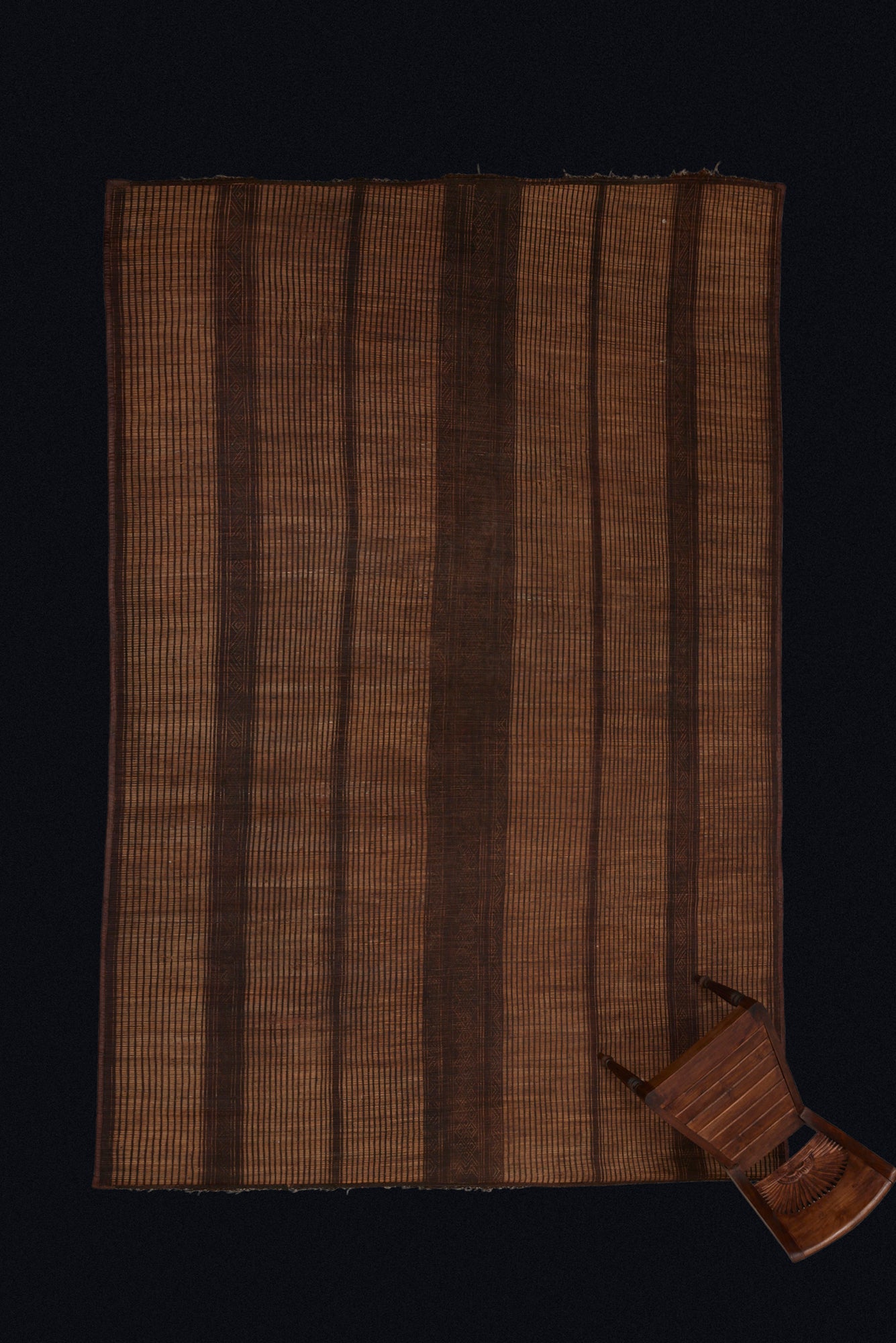 Early Large Dark Coco Colored Tuareg Carpet with a Large Decorative Central Band