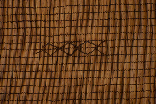 Light Colored Tuareg Carpet with Open Field of Bands of Diamonds and Bands of Brackets