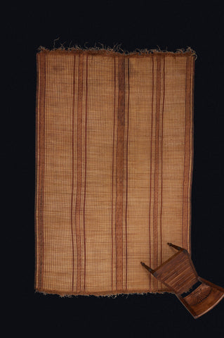 5 Banded Early Medium Sized Tuareg Carpet Boasting Decorative Leather Fringe
