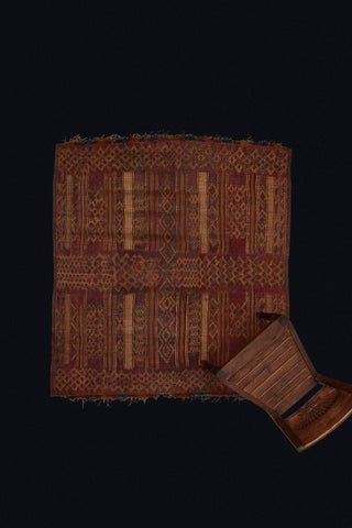 Small Early Polychromed Tuareg Carpet with an Overall Leather Design