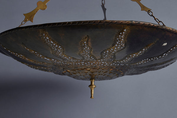 Mid-Century Ceiling Mount Moroccan Hanging Light with a Sun Pattern