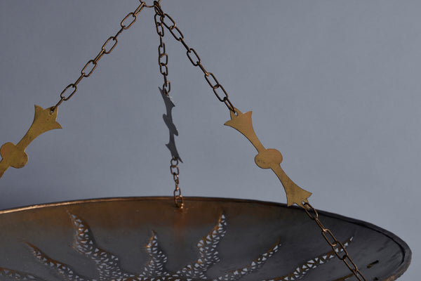 Mid-Century Ceiling Mount Moroccan Hanging Light with a Sun Pattern