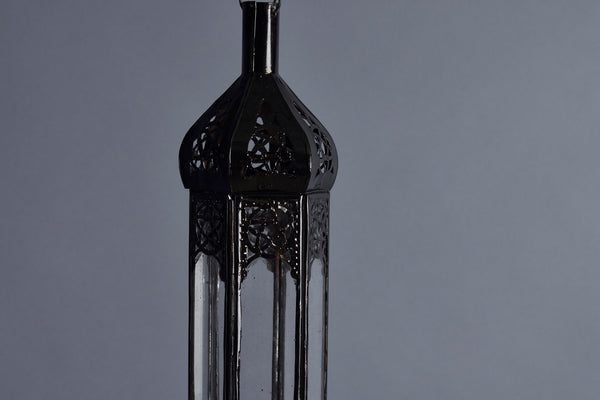 Small Bullet Shaped Tin & Glass Hanging Moroccan Lantern