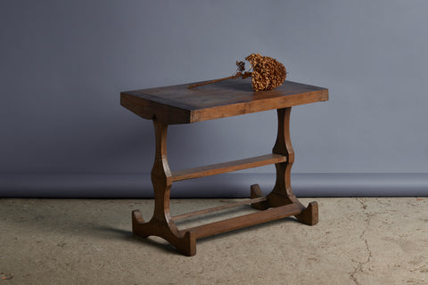 Small Dutch Colonial Teak Side Table with Scrolled Feet