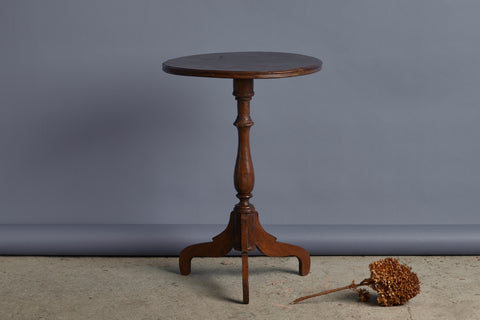 Small Dutch Colonial Teak Candle Stand with Traces of Old Paint