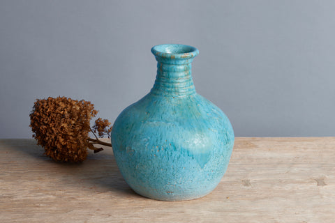 Tall Green Glaze Water Pitcher from Borneo with a Ring Neck