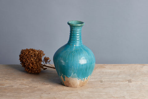 Tall Green Glaze Water Pitcher from Borneo with a Ring Neck