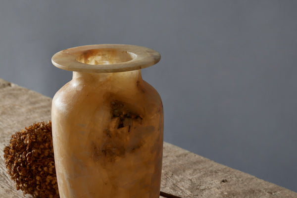 Finely Carved Medium Egyptian Alabaster Vessel from the City of Luxor
