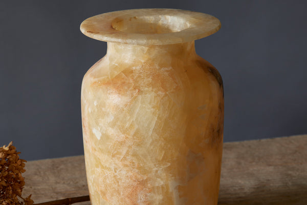Finely Carved Medium Egyptian Alabaster Vessel from the City of Luxor