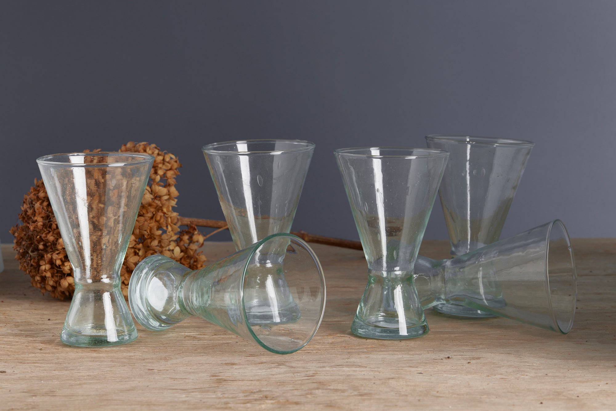 Set of 6 Hand Blown Wine Glasses from Marrakesh