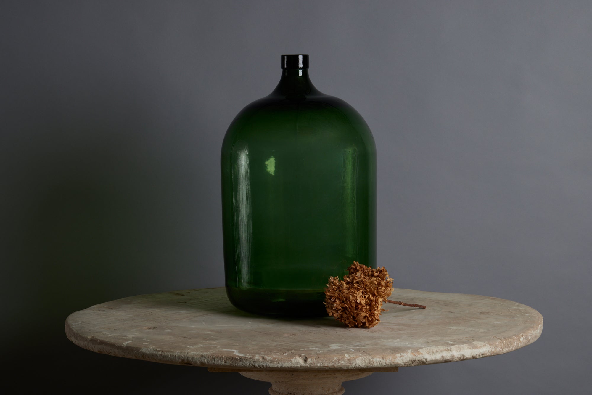 Large 19th Century Dutch Blown Green Colored Glass Demijohn