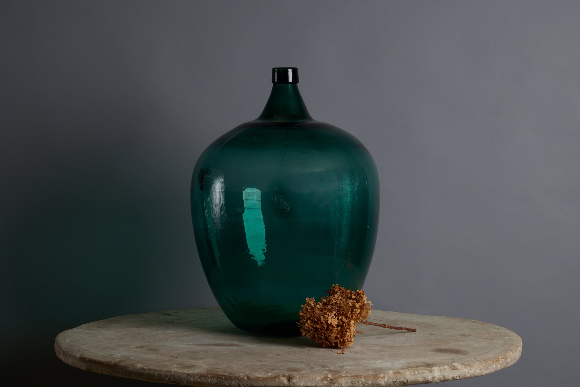 Dark Green Hand Blown 18th Century Dutch Demijohn Used in the Spice Trade