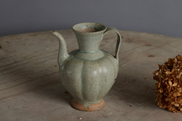 A Pale Blue Glaze Melon Body Tang Dynasty Teapot Discovered in the Musi River Basin in Remarkable Condition