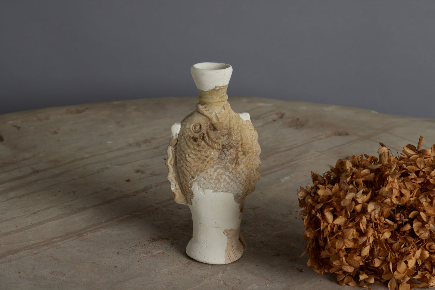 A Rare Sung Dynasty Fish Shaped Bottle with some Repair to the Rim and Body