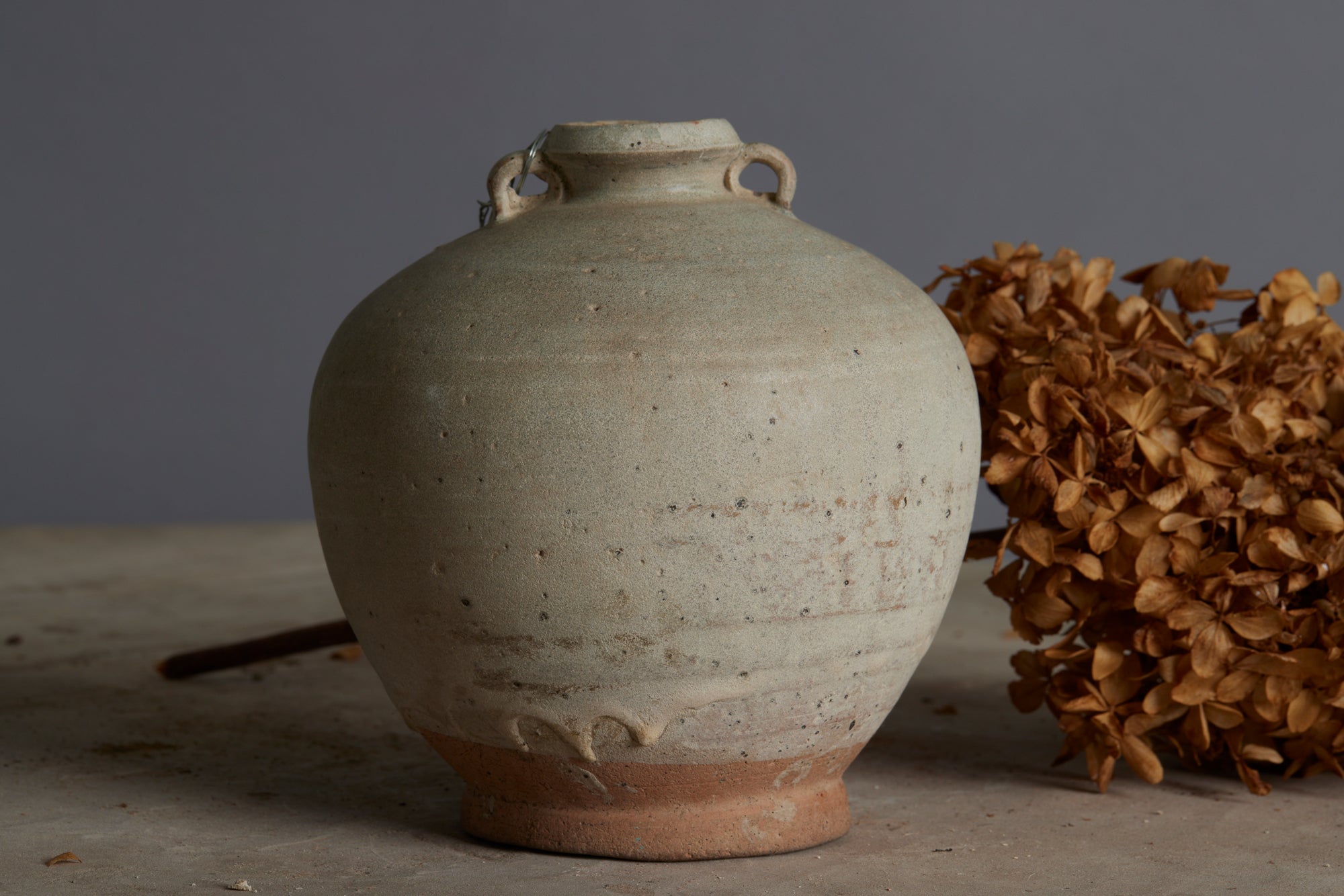 Double Handle White Glazed Sung Dynasty Coconut Shaped Bottle found in Musi River Basin in Sumatra