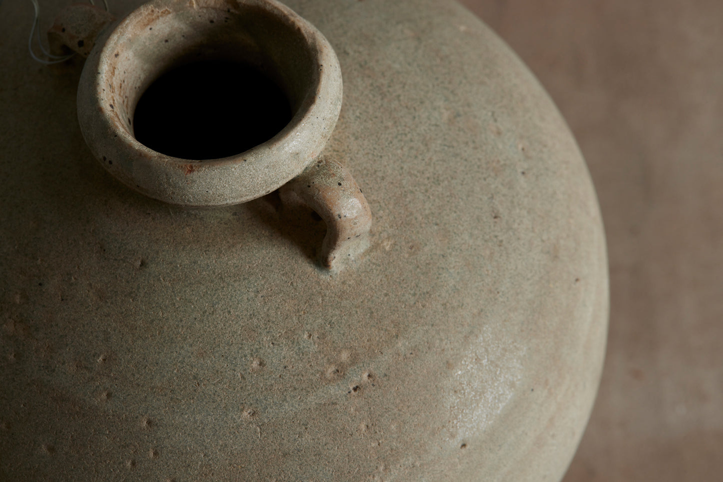 Double Handle White Glazed Sung Dynasty Coconut Shaped Bottle found in Musi River Basin in Sumatra